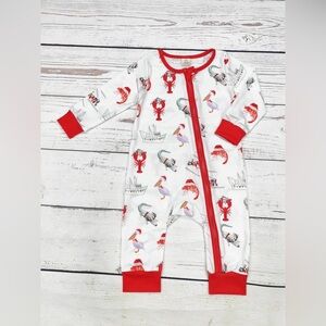 Christmas Shrimp Oceanside Lobster Zip Sleeper 12-18 Month